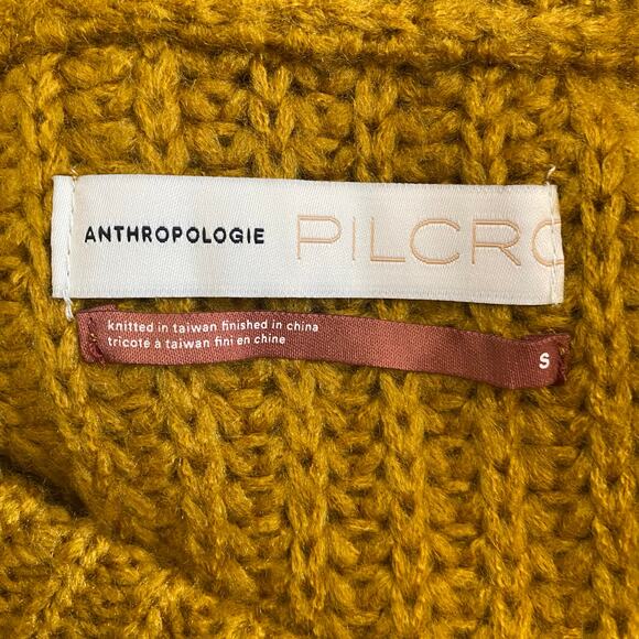 Anthropologie Pilcro Yellow Devenne Pointelle Knit Oversized Sweater Size Small‎ - Picture 2 of 9